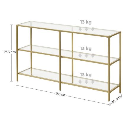Odkládací stolek LUVOR 130x30 cm zlatá