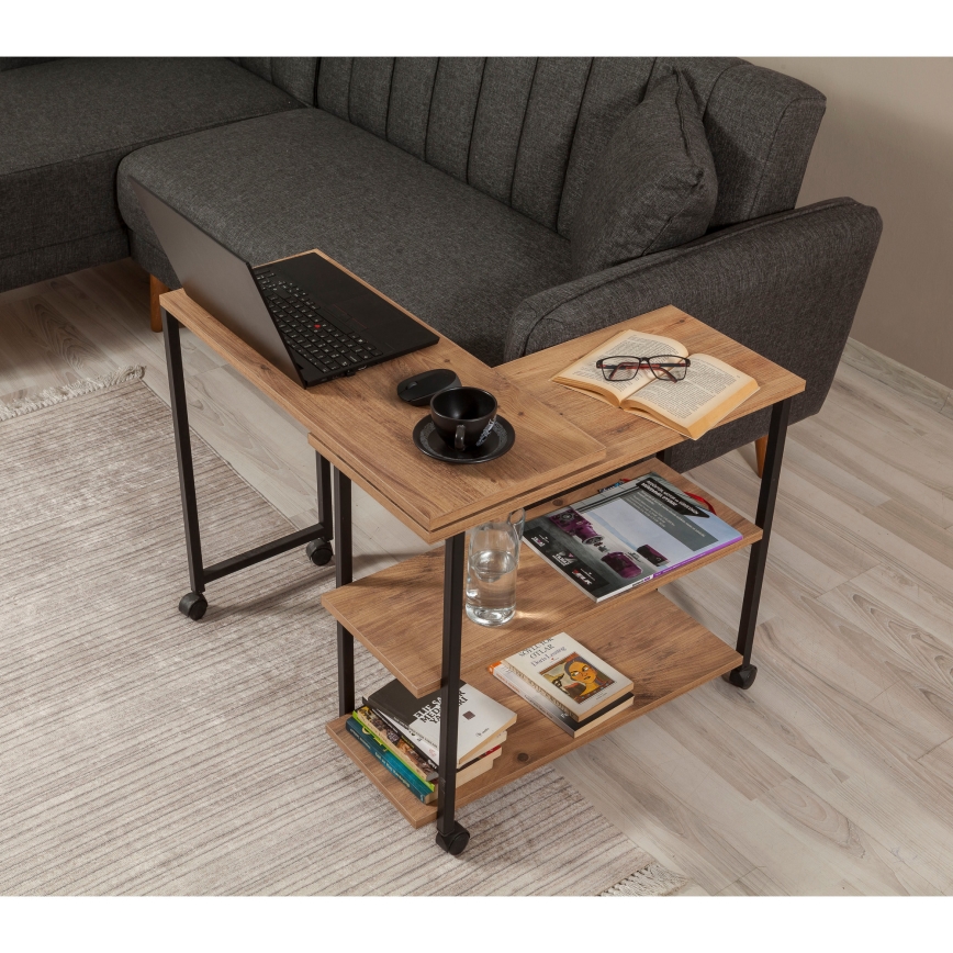 Odkládací stolek MELIN 76x70 cm hnědá/černá