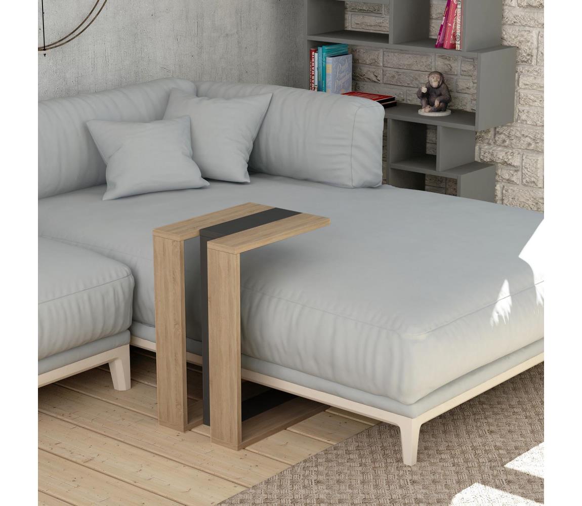 Asir Odkládací stolek MUJU 57x30 cm hnědá/antracit AS0617