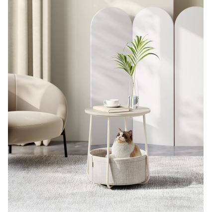 Odkládací stolek NOIRA krémová/bílá