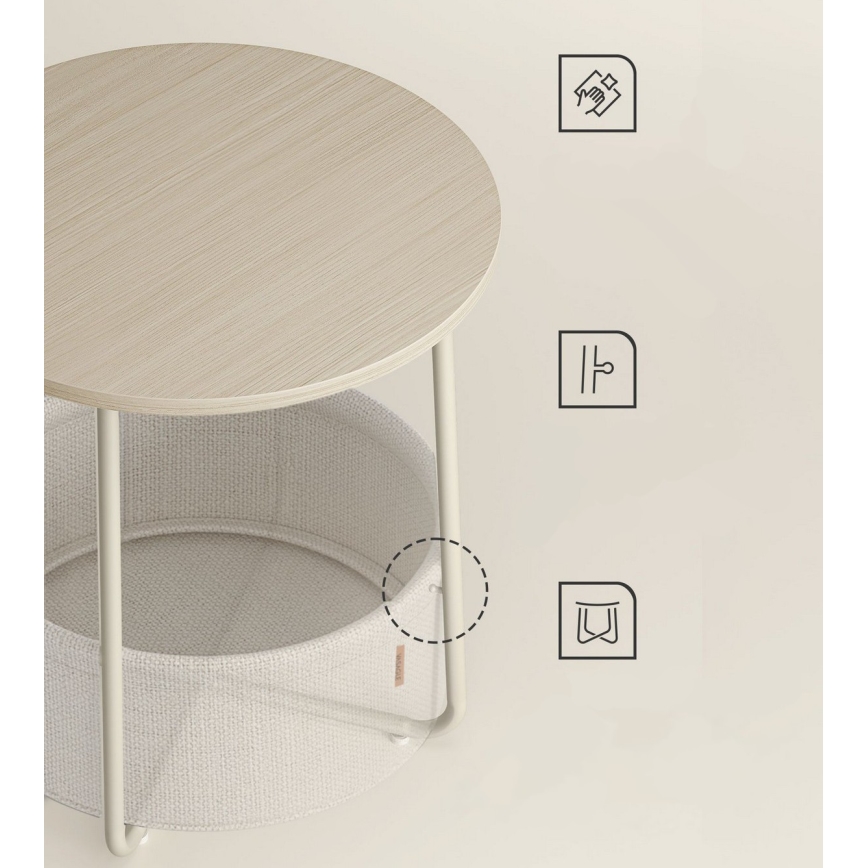 Odkládací stolek NOIRA krémová/bílá