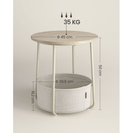 Odkládací stolek NOIRA krémová/bílá