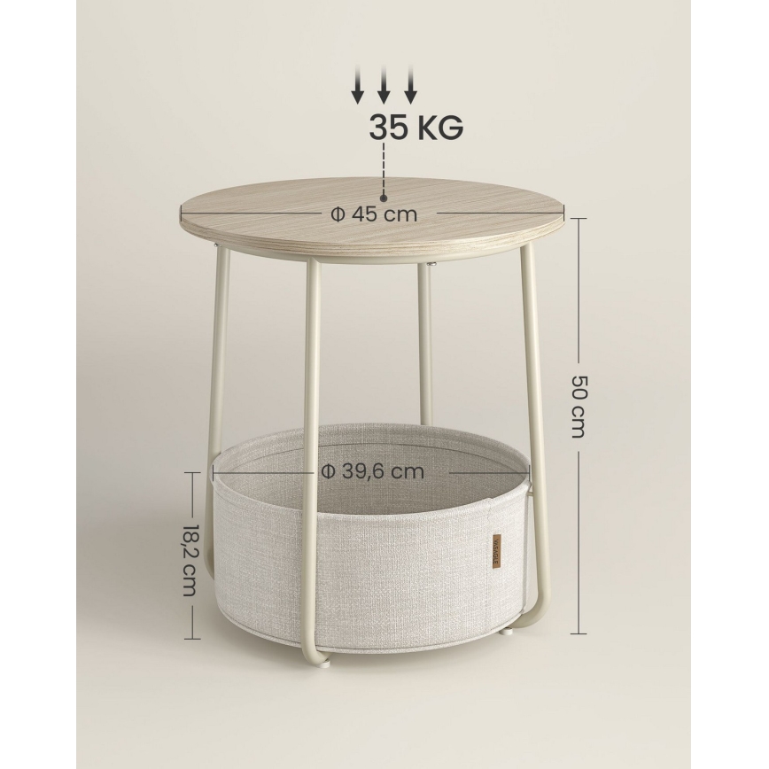 Odkládací stolek NOIRA krémová/bílá