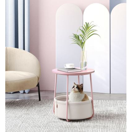 Odkládací stolek NOIRA růžová/bílá