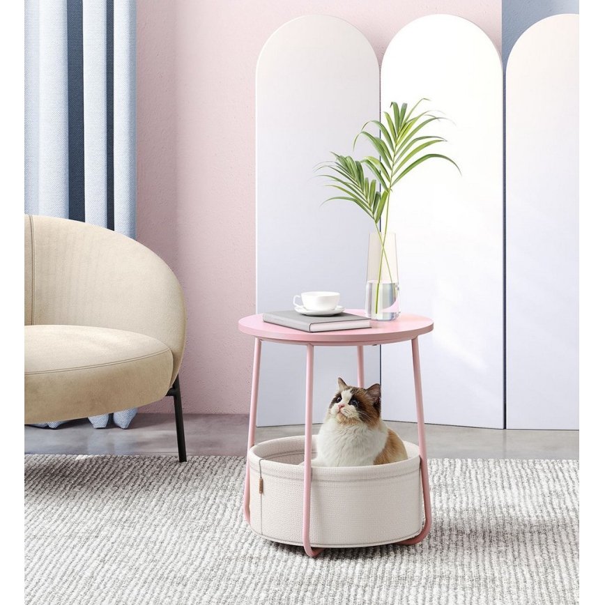 Odkládací stolek NOIRA růžová/bílá