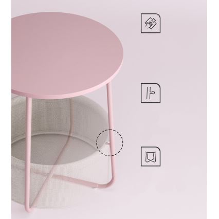 Odkládací stolek NOIRA růžová/bílá