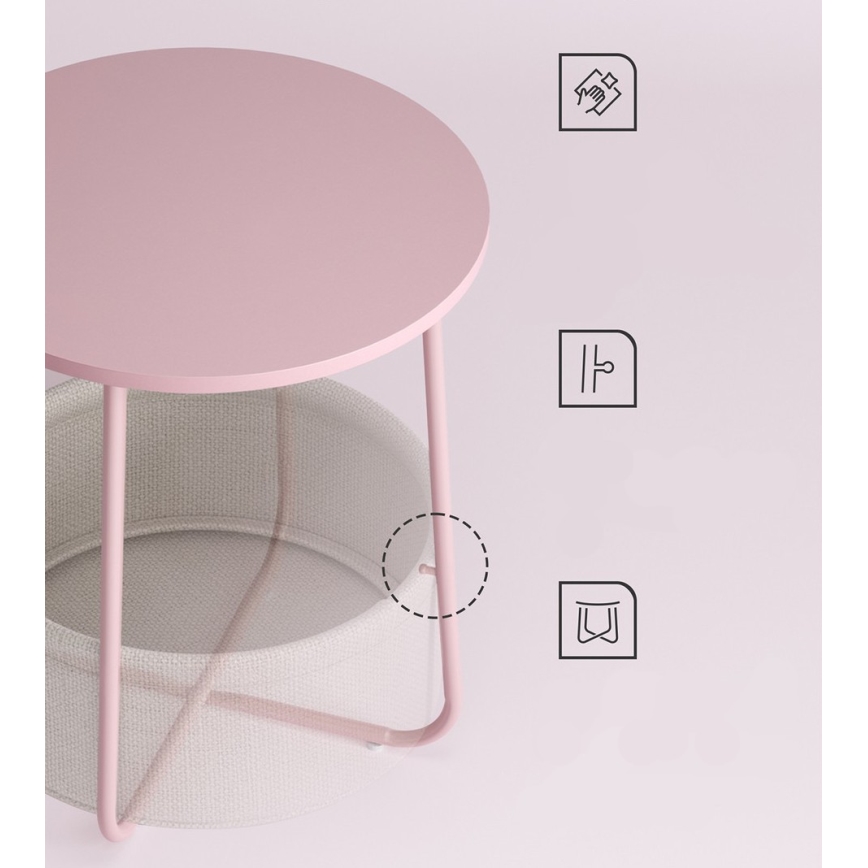 Odkládací stolek NOIRA růžová/bílá