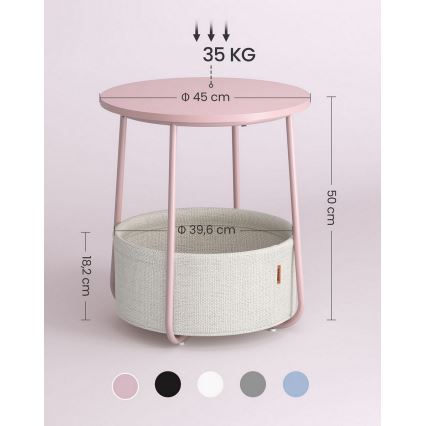 Odkládací stolek NOIRA růžová/bílá