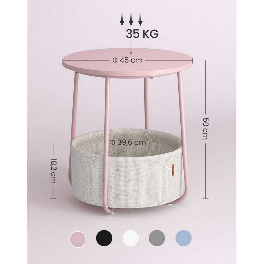 Odkládací stolek NOIRA růžová/bílá