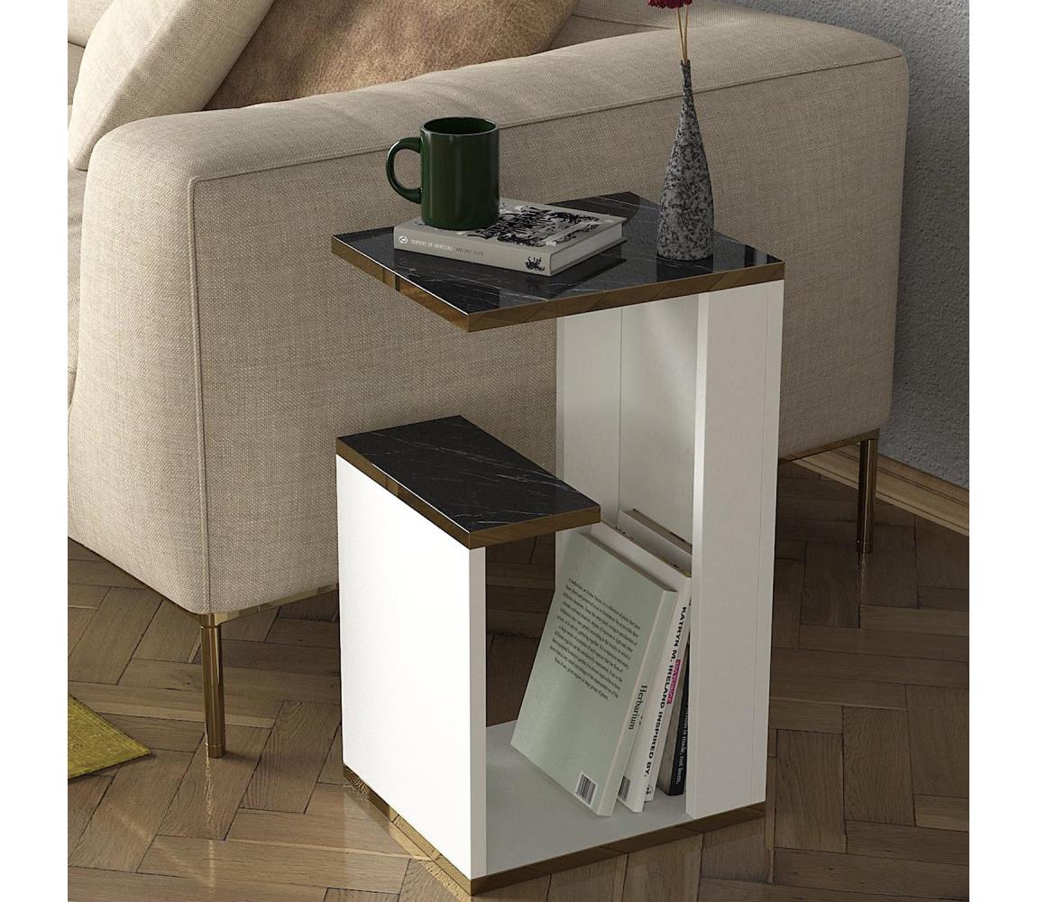 Asir Odkládací stolek RAVENNA 60x29,5 cm bílá/černá AS0879