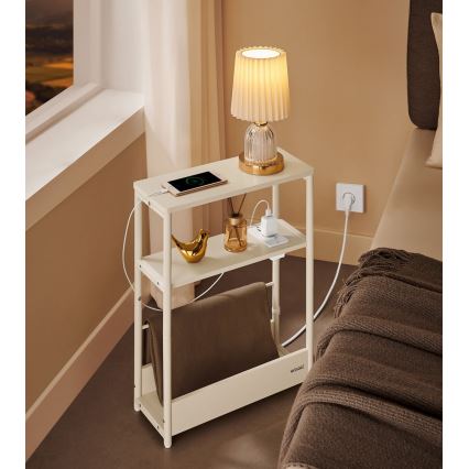 Odkládací stolek s vestavěnou zásuvkou a USB porty ROD 45x18 cm bílá