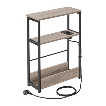 Odkládací stolek s vestavěnou zásuvkou a USB porty ROD 45x18 cm hnědá/černá