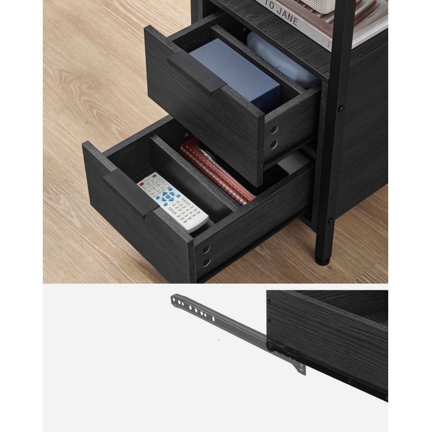 Odkládací stolek s vestavěnými zásuvkami a USB porty ROD 60x35 cm černá