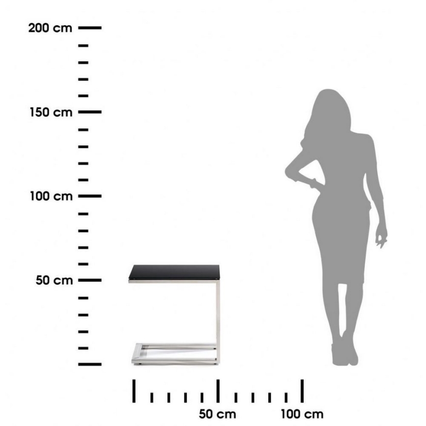 Odkládací stolek STIVAR 30x50 cm lesklý chrom/černá