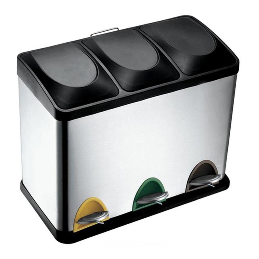 Odpadkový koš na tříděný odpad 24 l černá/nerez