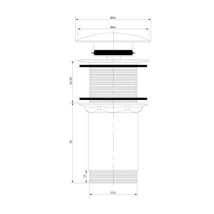 OMNIRES A716CP - Umyvadlová výpusť CLICK-CLACK pr. 6,6 cm lesklá měď
