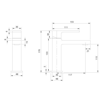 OMNIRES BA7810BL - Umyvadlová baterie BARETTI 17 cm matná černá