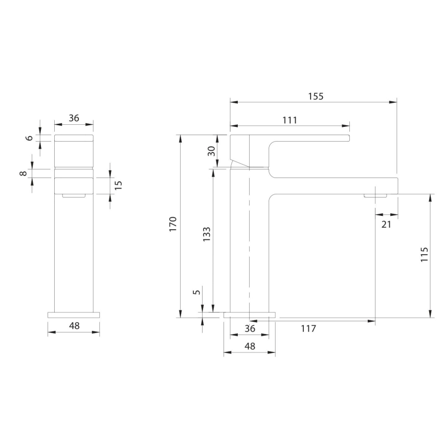 OMNIRES BA7810BL - Umyvadlová baterie BARETTI 17 cm matná černá