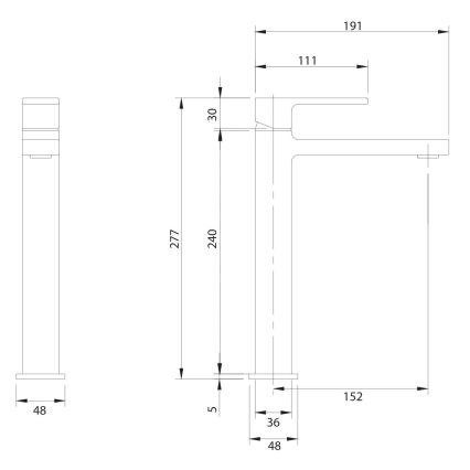 OMNIRES BA7812BL - Umyvadlová baterie BARETTI 27,7 cm matná černá