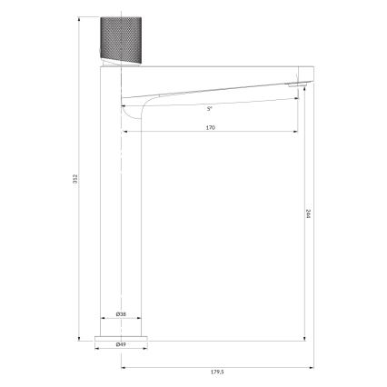 OMNIRES CT8012AT - Umyvadlová baterie CONTOUR 31,2 cm kartáčovaný antracit