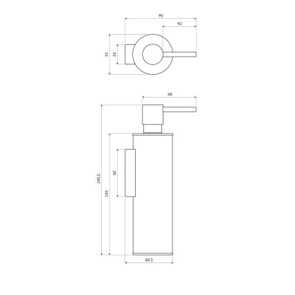 OMNIRES MP60721BL - Nástěnný dávkovač mýdla MODERN PROJECT 150 ml matná černá