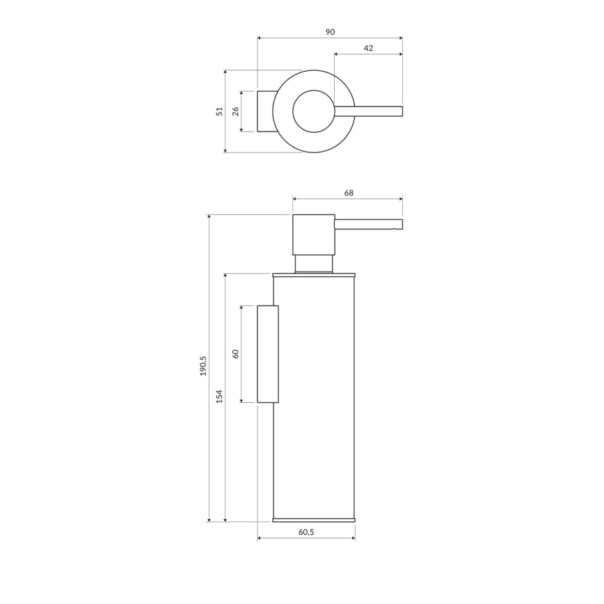 OMNIRES MP60721BL - Nástěnný dávkovač mýdla MODERN PROJECT 150 ml matná černá