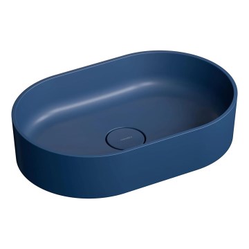 OMNIRES OVOUNMB - Umyvadlo na desku OVO 55x36 cm dolomit/matná půlnoční modrá