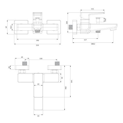OMNIRES PM7430BL - Vanová baterie PARMA matná černá