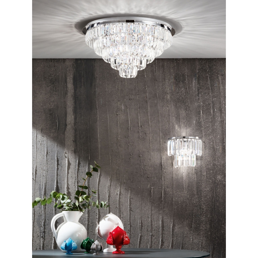 Ondaluce - Křišťálové stropní svítidlo CASTLE 12xG9/7W/230V pr. 60 cm lesklý chrom