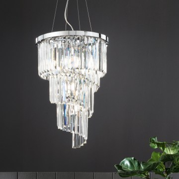 Ondaluce - Křišťálový lustr na lanku ALEXANDER 7xE14/10W/230V pr. 40 cm lesklý chrom