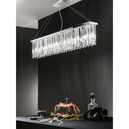 Ondaluce - Křišťálový lustr na lanku BATIDA 8xE14/10W/230V lesklý chrom