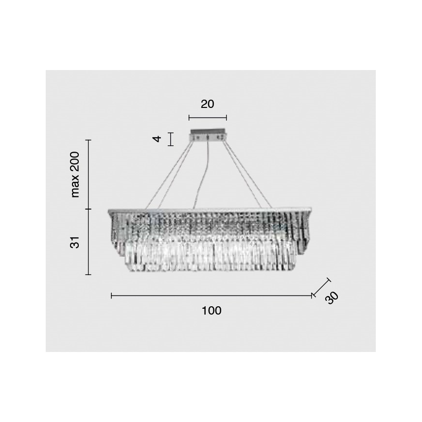 Ondaluce - Křišťálový lustr na lanku DAIQUIRI 8xE14/10W/230V lesklý chrom