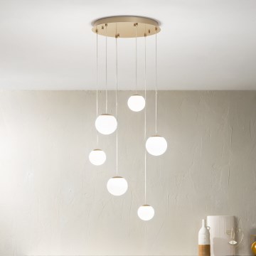 Ondaluce - LED Lustr na lanku SANTOS LED/48W/230V pr. 45 cm zlatá/bílá