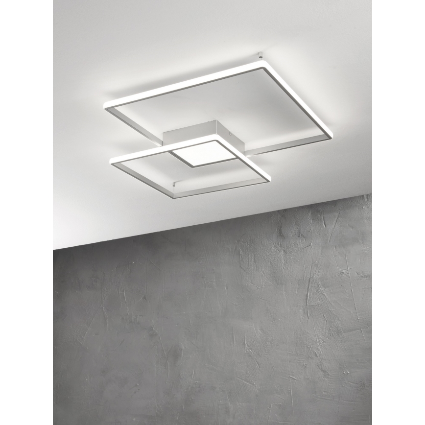 Ondaluce - LED Stmívatelné stropní svítidlo DOWEL LED/46W/230V 55x55 cm stříbrná