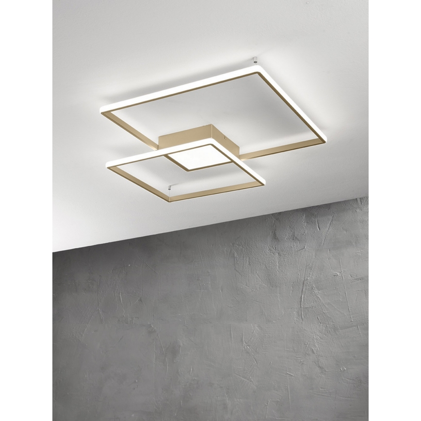 Ondaluce - LED Stmívatelné stropní svítidlo DOWEL LED/46W/230V 55x55 cm zlatá
