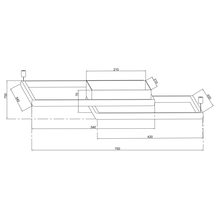 Ondaluce - LED Stmívatelné stropní svítidlo DOWEL LED/60W/230V 75x75 cm stříbrná