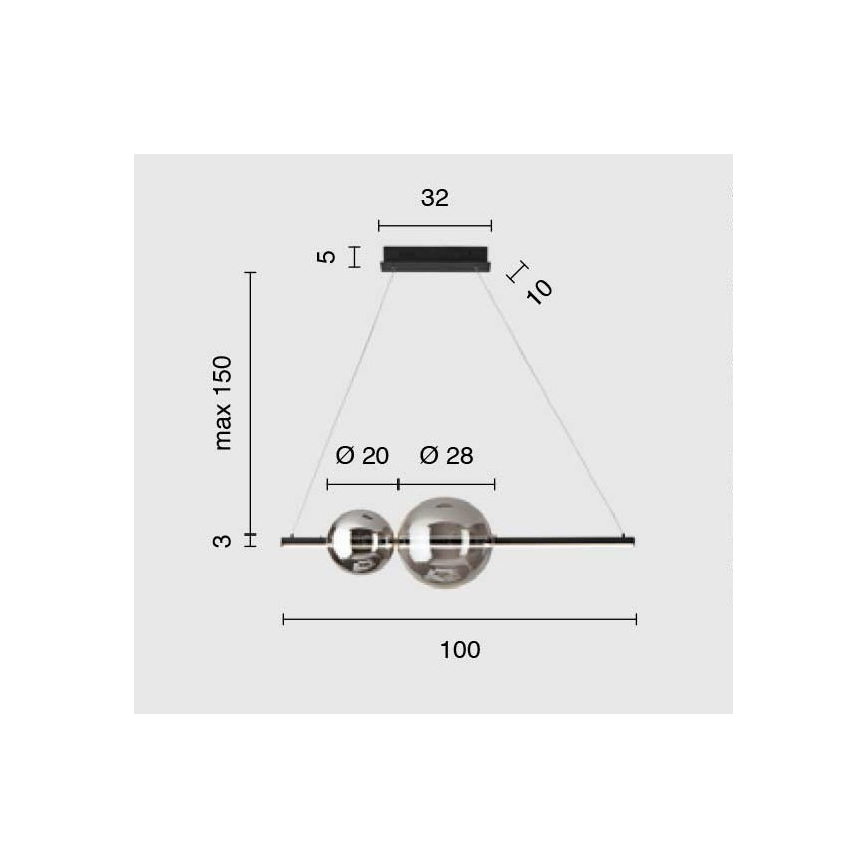 Ondaluce - LED Stmívatelný lustr na lanku FUFI LED/40W/230V černá/kouřová černá