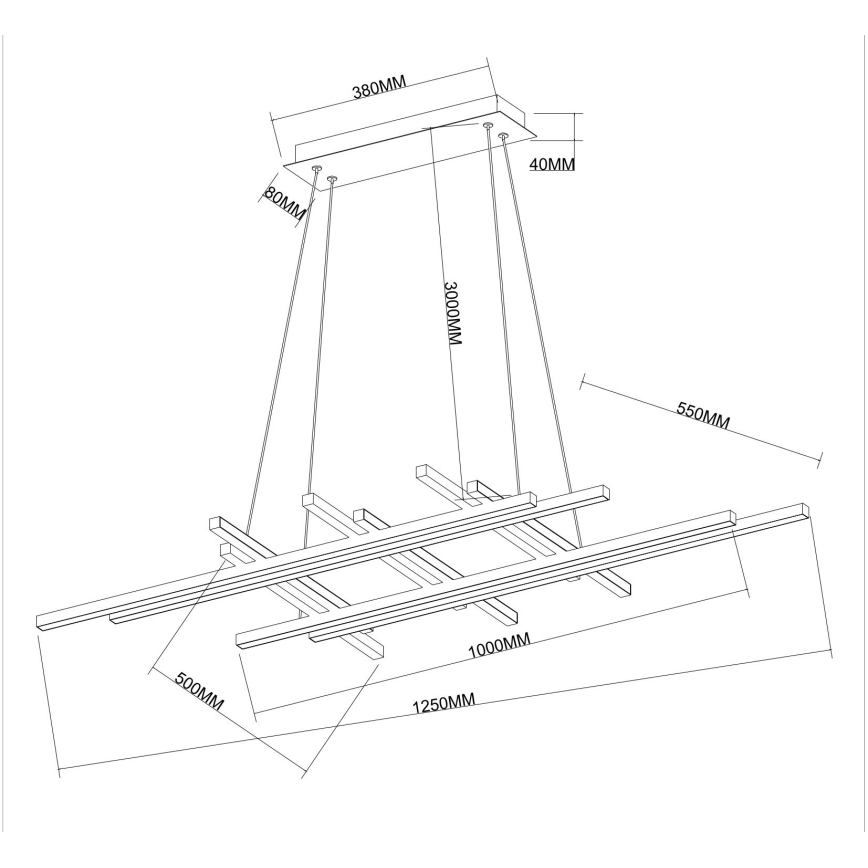 Ondaluce - LED Stmívatelný lustr na lanku MOVIDA LED/114W/230V zlatá