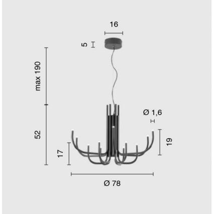 Ondaluce - LED Stmívatelný lustr na lanku NOUVEAU LED/35W/230V černá