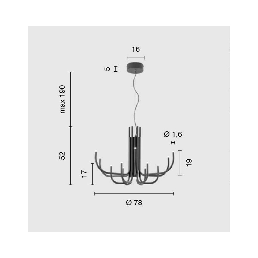 Ondaluce - LED Stmívatelný lustr na lanku NOUVEAU LED/35W/230V černá