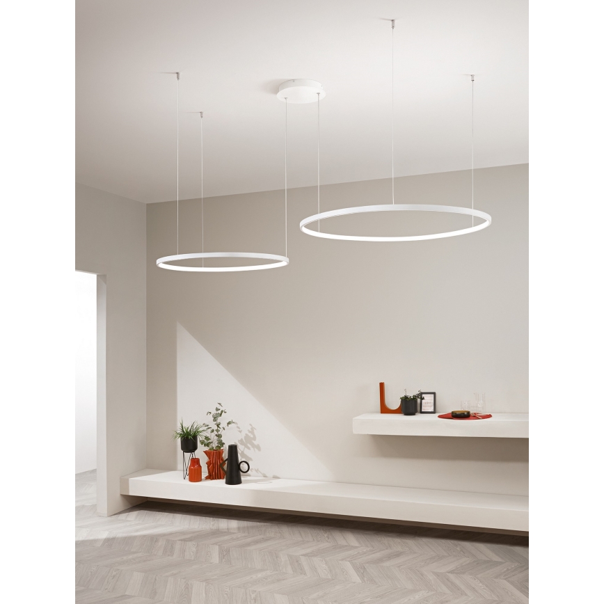 Ondaluce - LED Stmívatelný lustr na lanku SOEL LED/28W/230V + LED/38W pr. 80/60 cm bílá