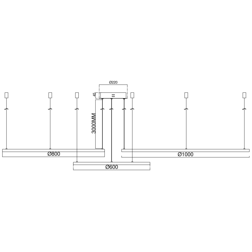 Ondaluce - LED Stmívatelný lustr na lanku SOEL LED/28W/230V + LED/38W + LED/47W pr. 100/80/60 cm zlatá