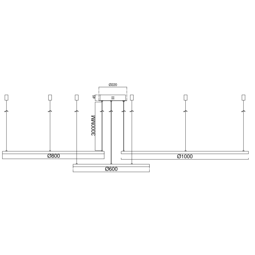 Ondaluce - LED Stmívatelný lustr na lanku SOEL LED/28W/230V + LED/38W pr. 80/60 cm zlatá