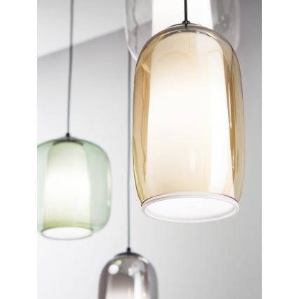 Ondaluce - Lustr na lanku BONNIE 1xE27/15W/230V pr. 15,5 cm černá/kouřová béžová