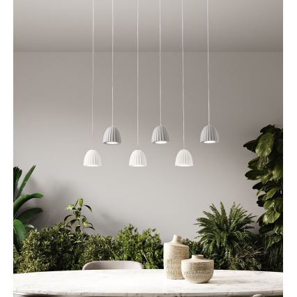 Ondaluce - Lustr na lanku CONCRETE 1xGU10/7,5W/230V pr. 10,5 cm beton/bílá