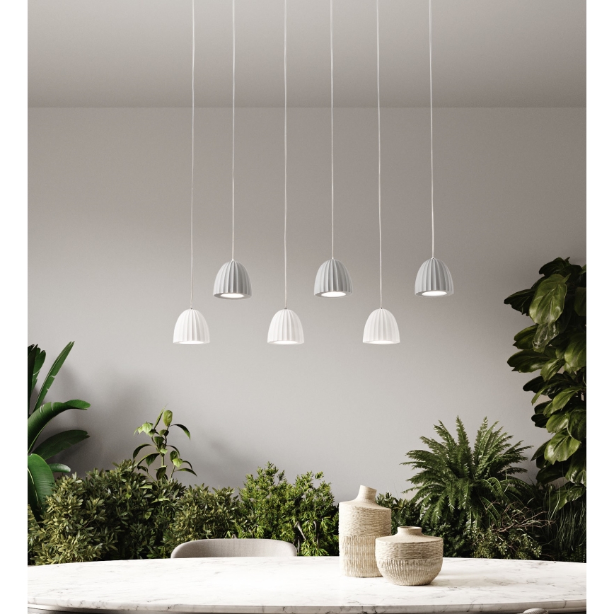 Ondaluce - Lustr na lanku CONCRETE 1xGU10/7,5W/230V pr. 10,5 cm beton/bílá