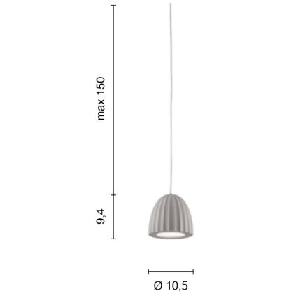Ondaluce - Lustr na lanku CONCRETE 1xGU10/7,5W/230V pr. 10,5 cm beton/šedá