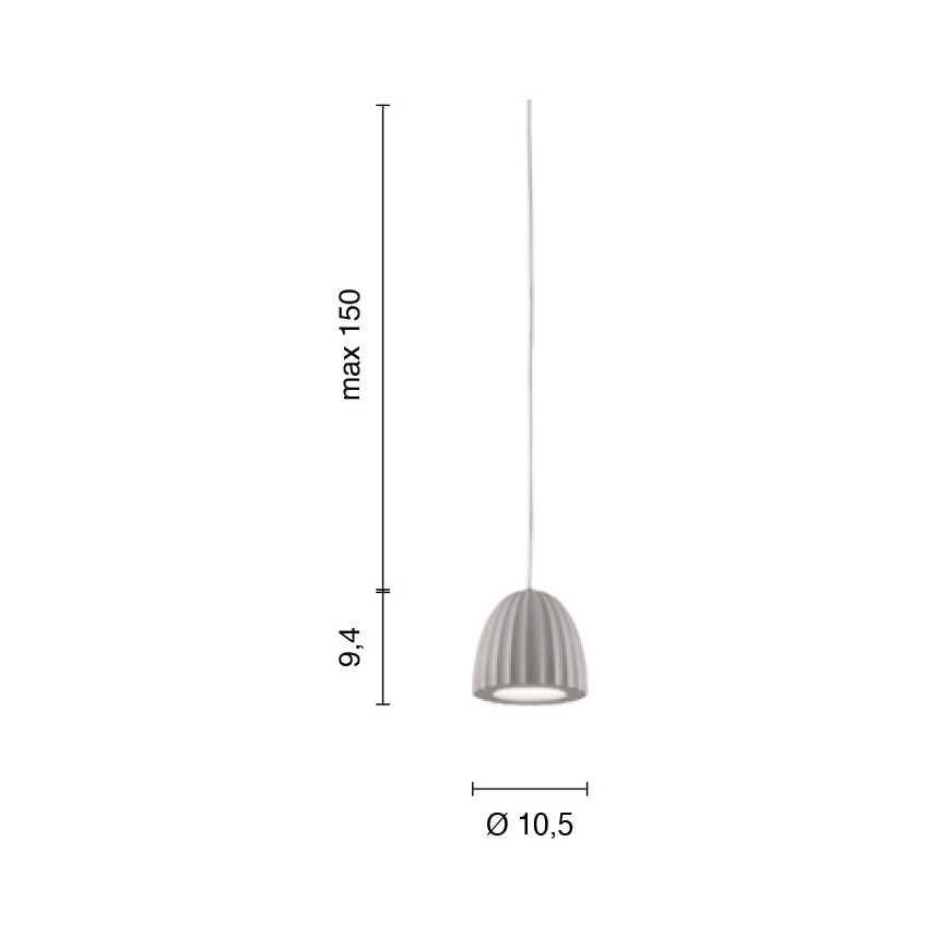 Ondaluce - Lustr na lanku CONCRETE 1xGU10/7,5W/230V pr. 10,5 cm beton/šedá