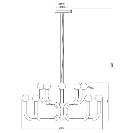 Ondaluce - Lustr na lanku DERBY 16xG9/7W/230V pr. 81,5 cm zlatá