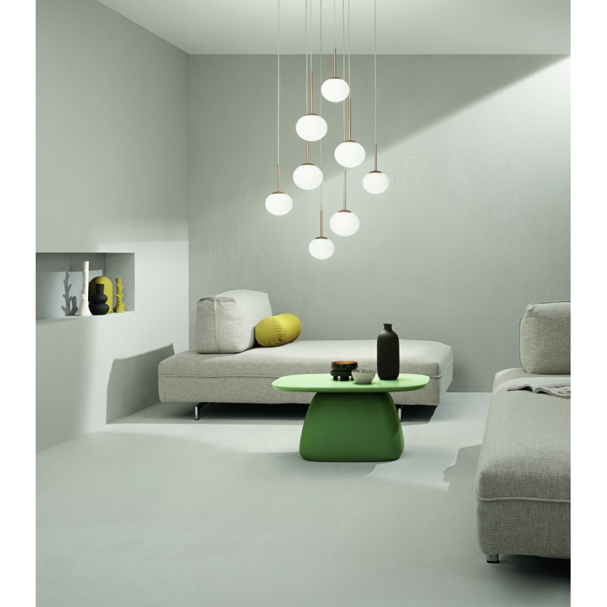 Ondaluce - Lustr na lanku JEWEL 1xE14/10W/230V pr. 17 cm zlatá/bílá